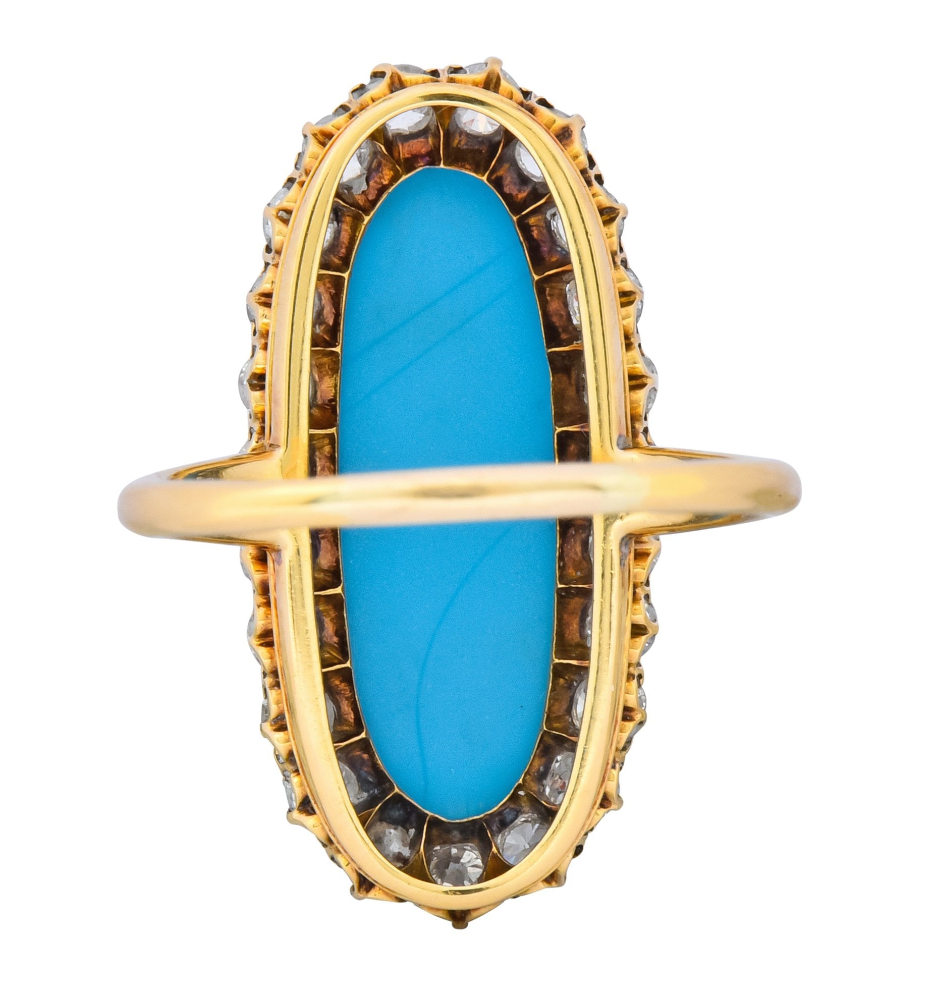 Victorian Tiffany & Co. 2.00 CTW Diamond Turquoise 18 Karat Gold Cluster Ring Circa 1880 - Wilson's Estate Jewelry