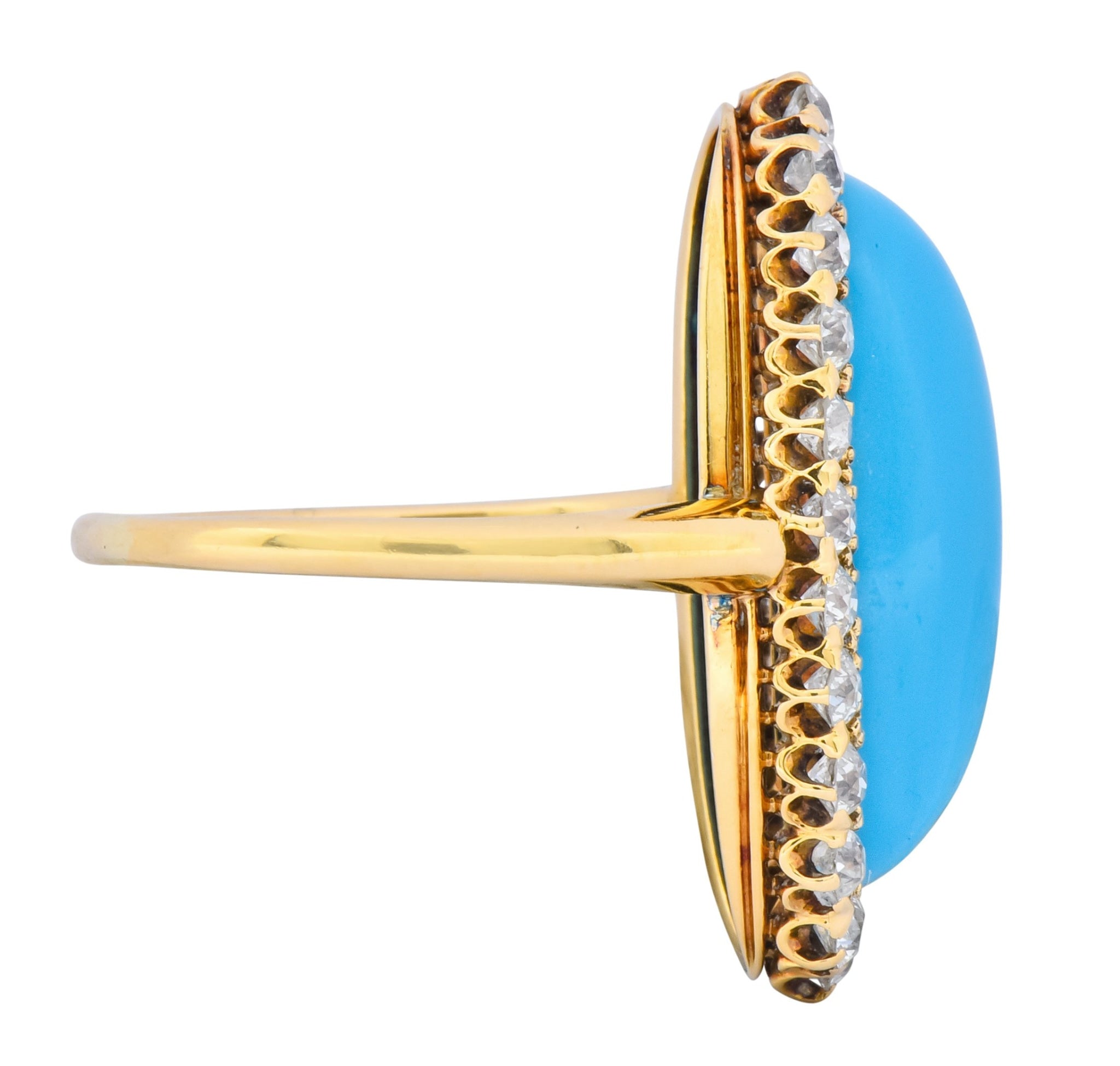 Victorian Tiffany & Co. 2.00 CTW Diamond Turquoise 18 Karat Gold Cluster Ring Circa 1880 - Wilson's Estate Jewelry