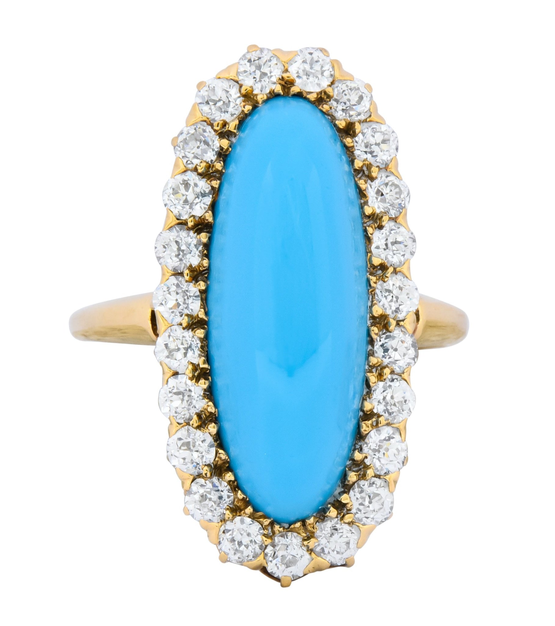 Victorian Tiffany & Co. 2.00 CTW Diamond Turquoise 18 Karat Gold Cluster Ring Circa 1880 - Wilson's Estate Jewelry