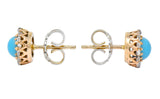 Victorian Turquoise Rose Cut Diamond 18 Karat Gold Cluster Earrings - Wilson's Estate Jewelry