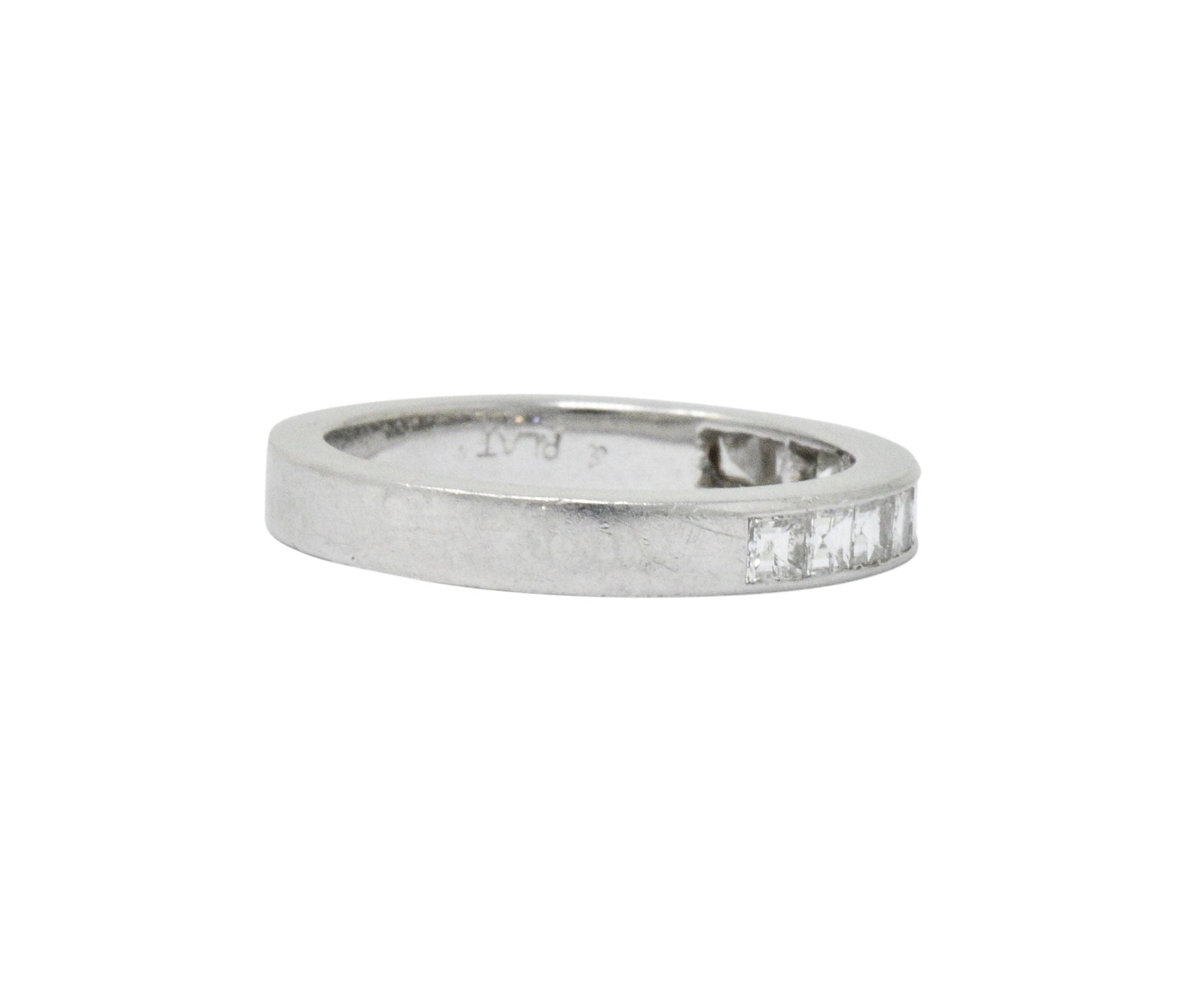 Vintage 1.00 CTW Diamond Platinum Stackable Band Ring Wilson's Estate Jewelry