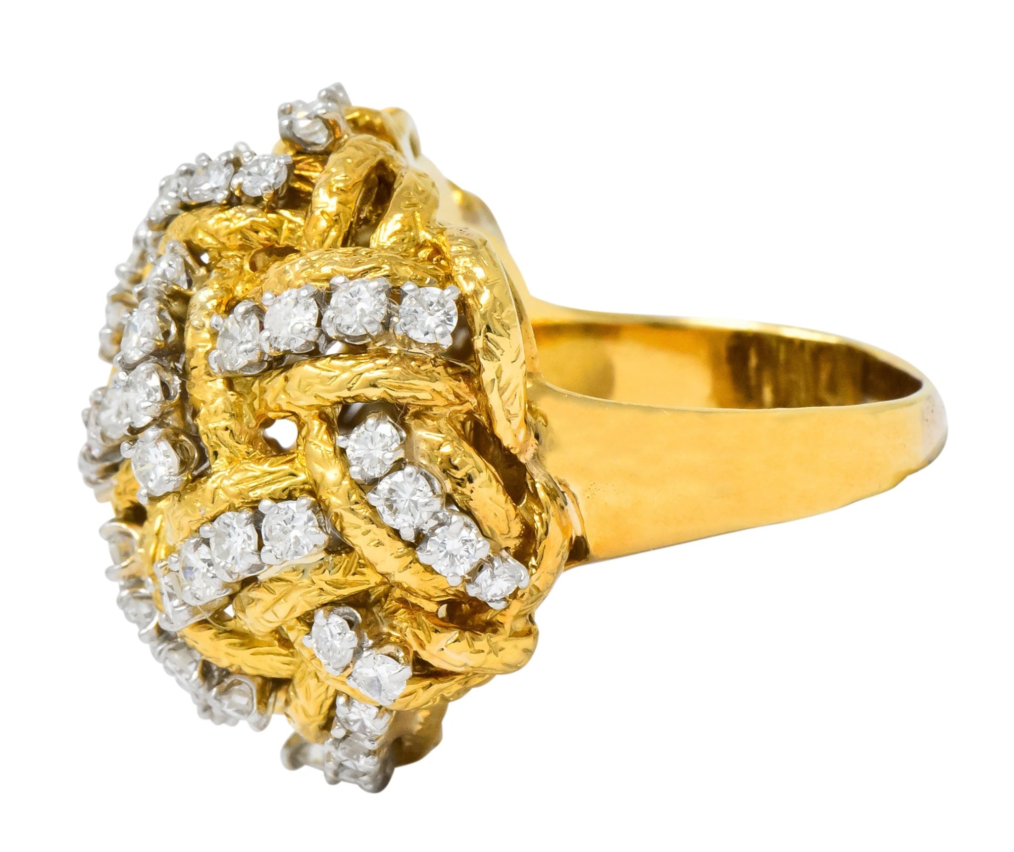 Vintage 1.60 CTW Diamond 18 Karat Gold Cocktail Ring - Wilson's Estate Jewelry
