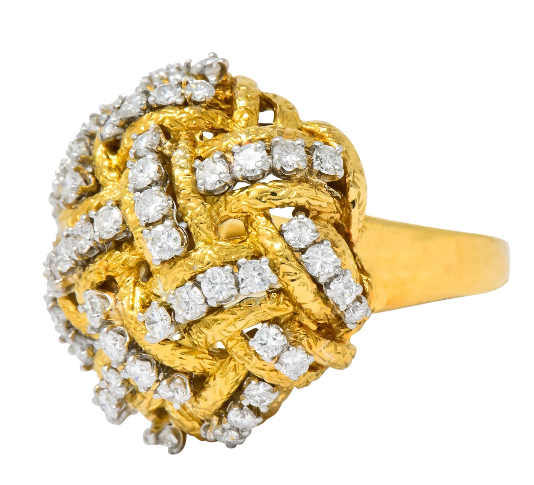 Vintage 1.60 CTW Diamond 18 Karat Gold Cocktail Ring - Wilson's Estate Jewelry