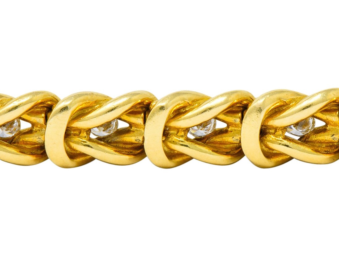 Vintage 1.68 CTW Diamond 18 Karat Gold Knot Link Bracelet - Wilson's Estate Jewelry