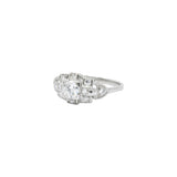 Art Deco 0.70 CTW Diamond Platinum Geometric Engagement Ring Wilson's Estate Jewelry