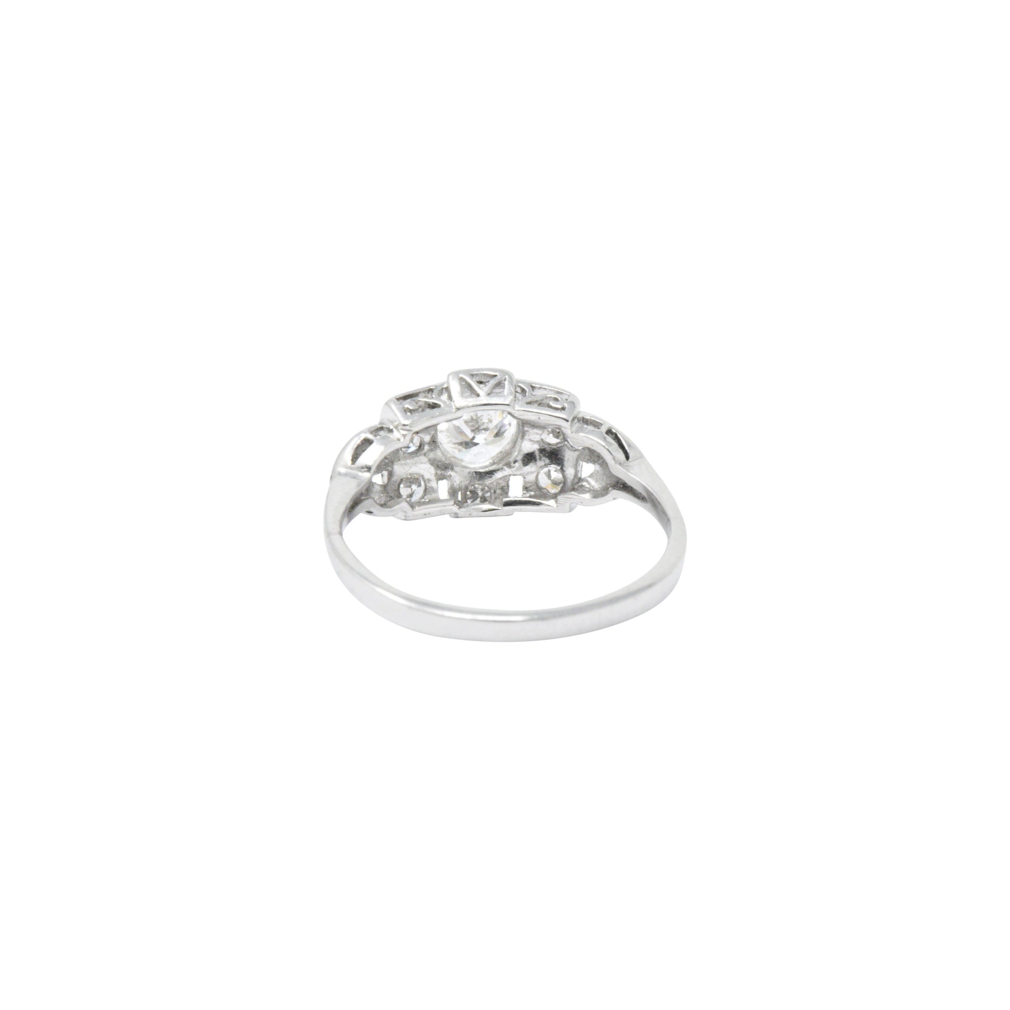 Art Deco 0.70 CTW Diamond Platinum Geometric Engagement Ring Wilson's Estate Jewelry