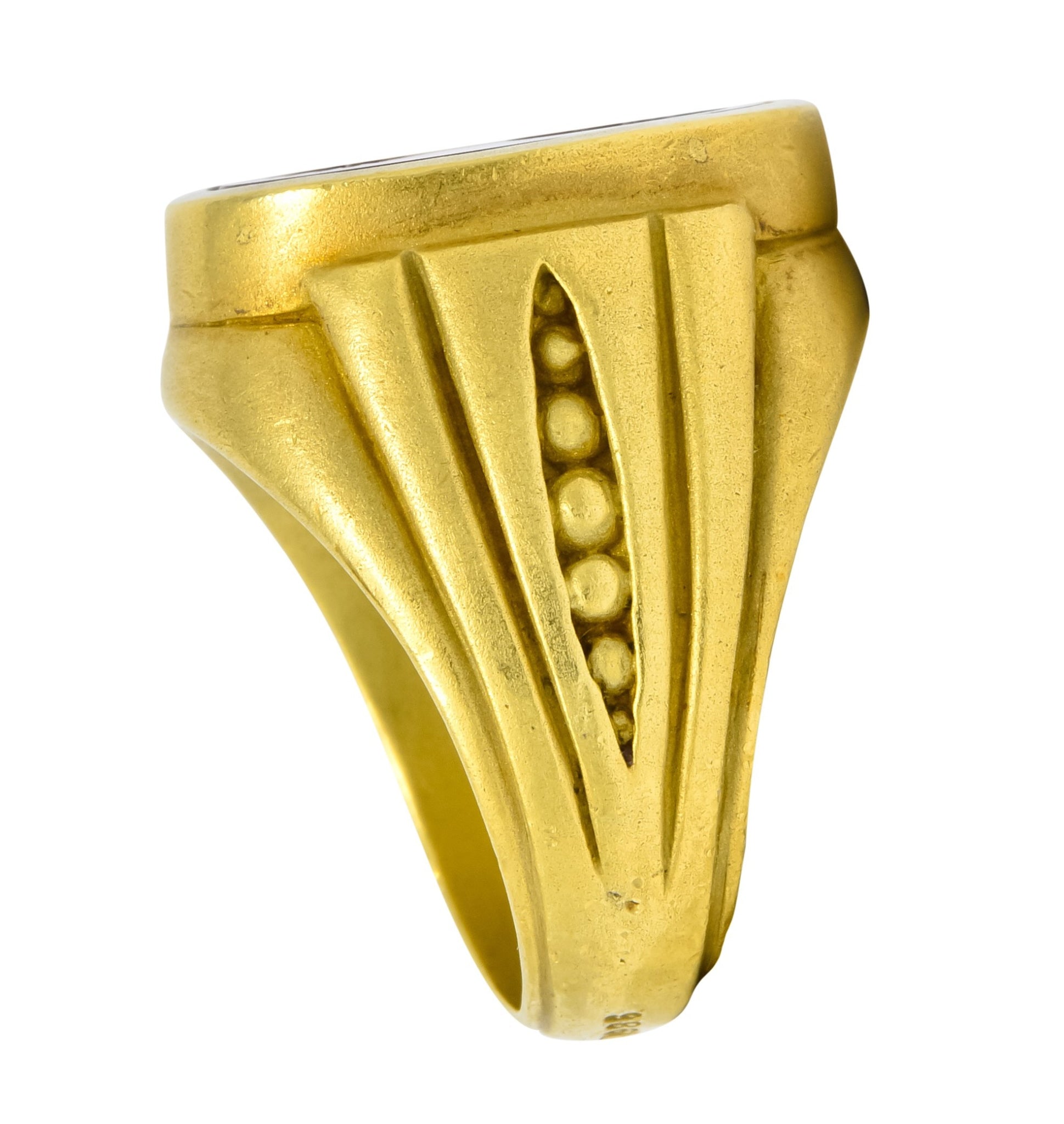 Vintage 1986 Kieselstein Cord Carnelian 18 Karat Gold Signet Ring - Wilson's Estate Jewelry