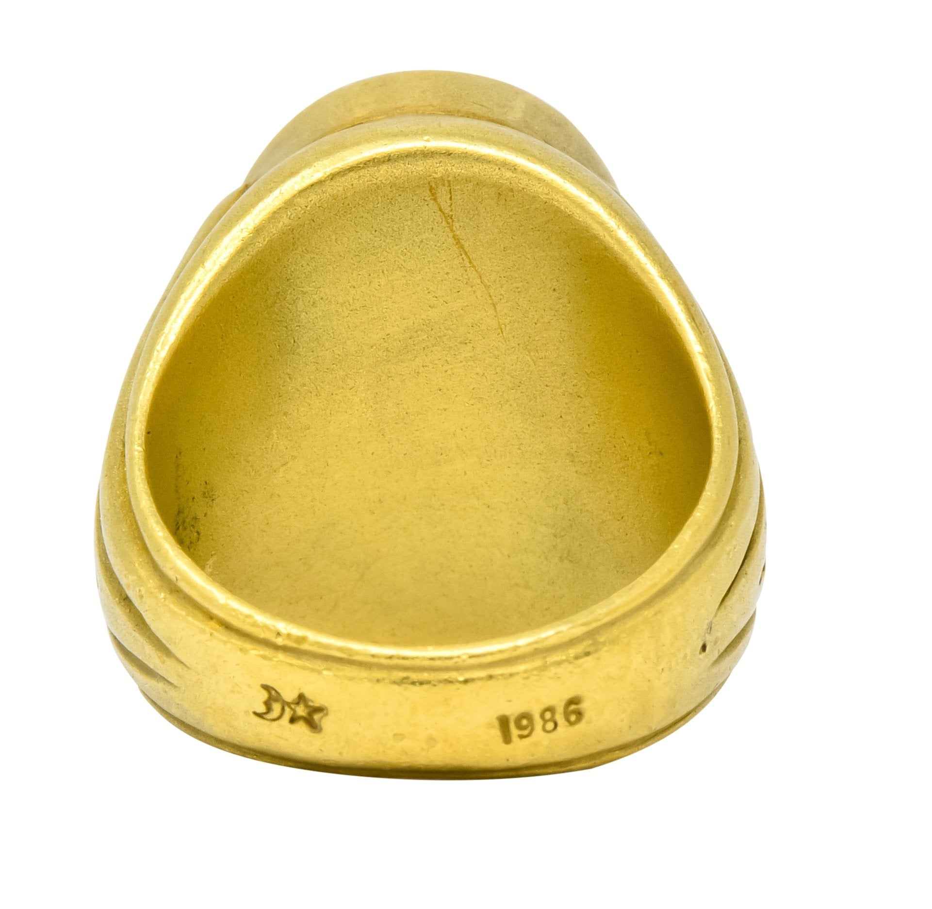 Vintage 1986 Kieselstein Cord Carnelian 18 Karat Gold Signet Ring - Wilson's Estate Jewelry