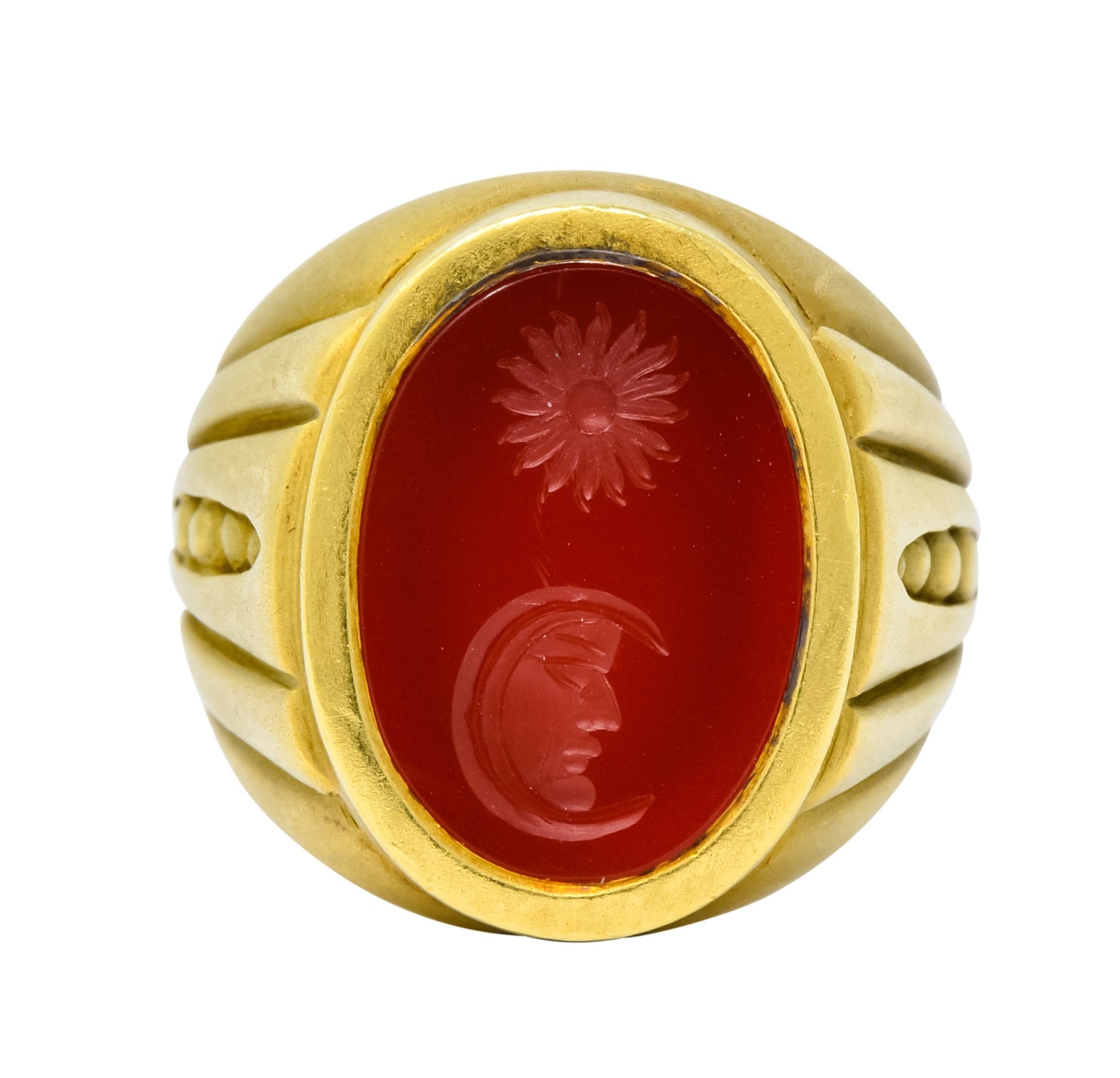 Vintage 1986 Kieselstein Cord Carnelian 18 Karat Gold Signet Ring - Wilson's Estate Jewelry
