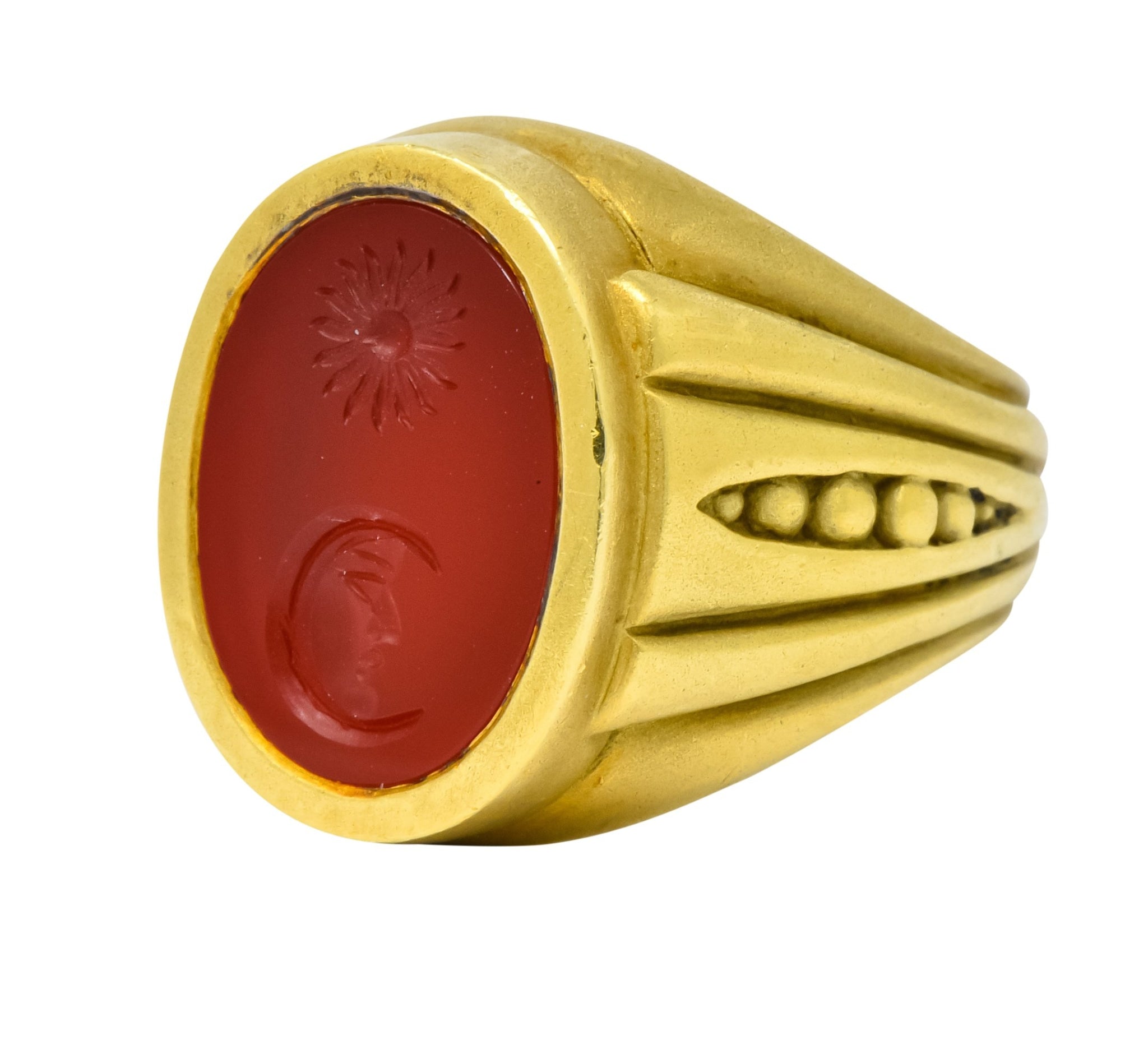 Vintage 1986 Kieselstein Cord Carnelian 18 Karat Gold Signet Ring - Wilson's Estate Jewelry