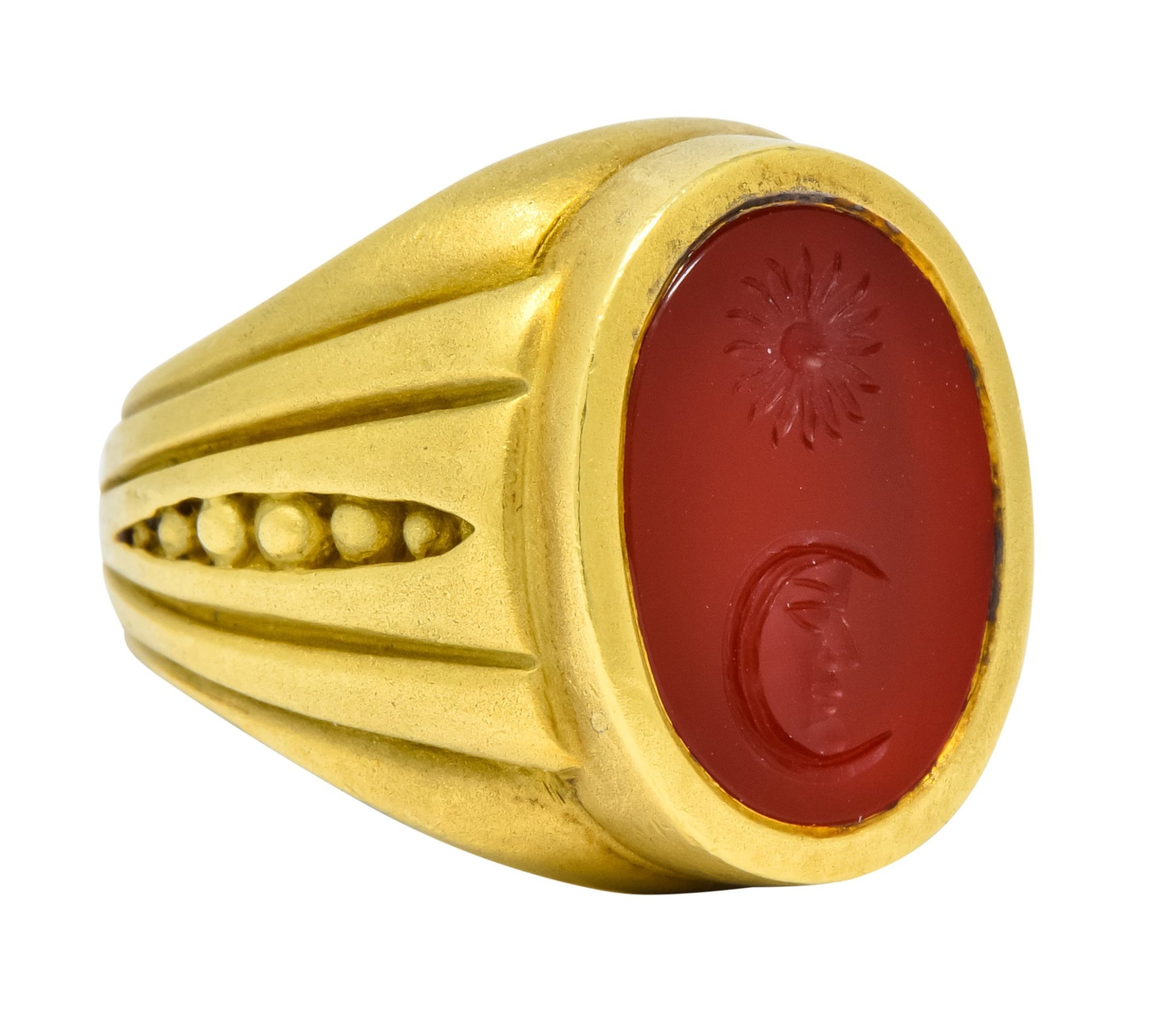 Vintage 1986 Kieselstein Cord Carnelian 18 Karat Gold Signet Ring - Wilson's Estate Jewelry