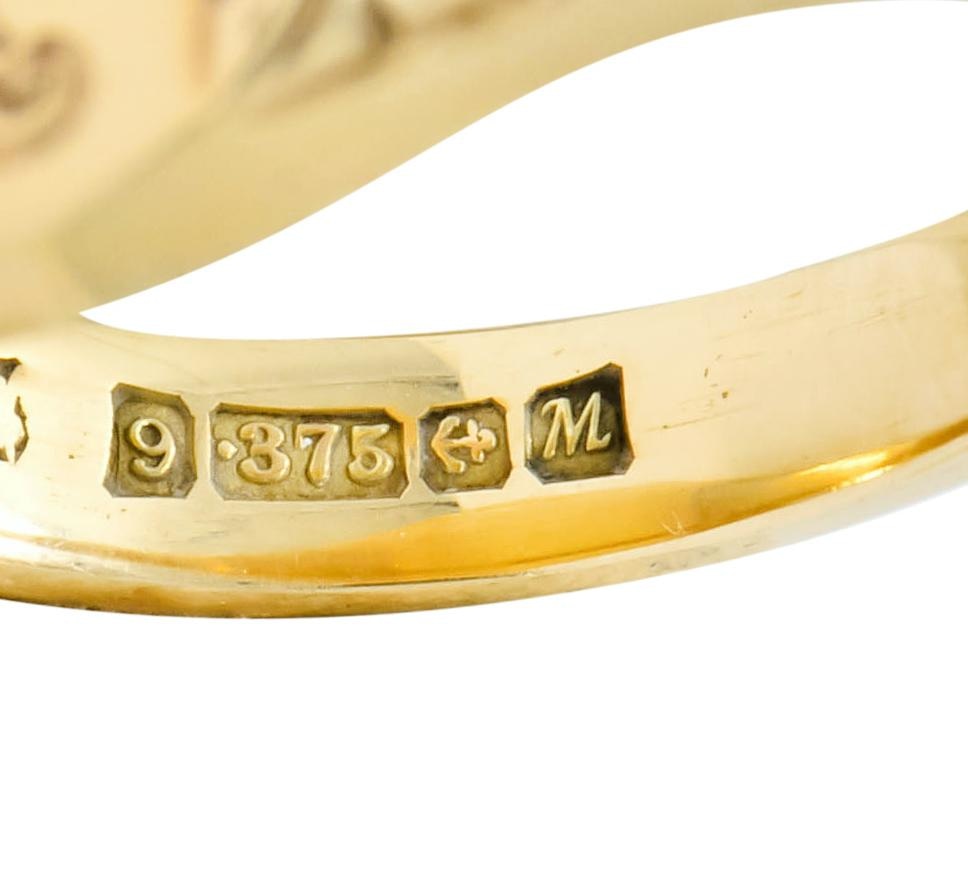 Vintage 9 Karat Yellow Gold British Signet Unisex Monogram Ring - Wilson's Estate Jewelry