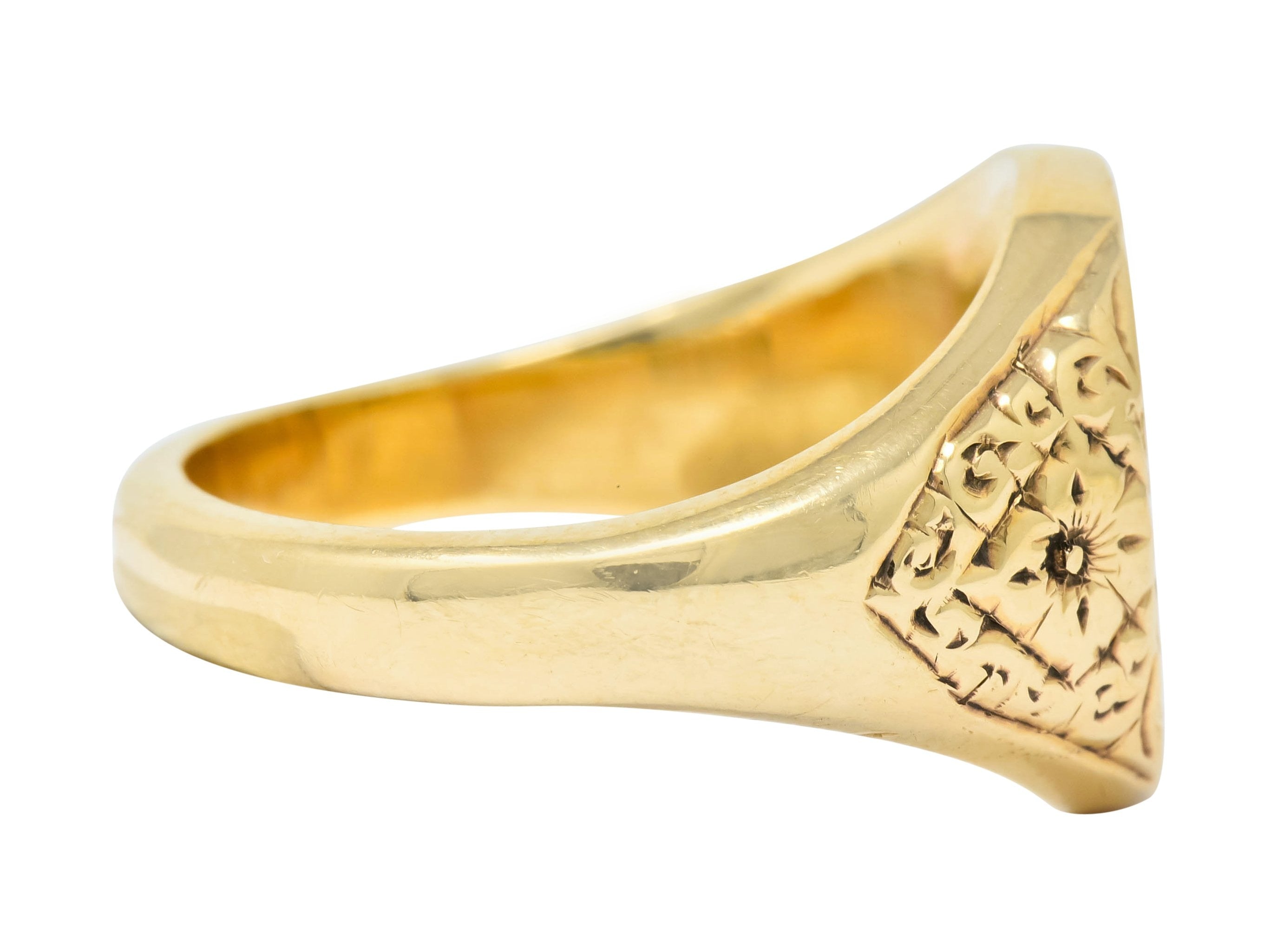 Vintage 9 Karat Yellow Gold British Signet Unisex Monogram Ring - Wilson's Estate Jewelry