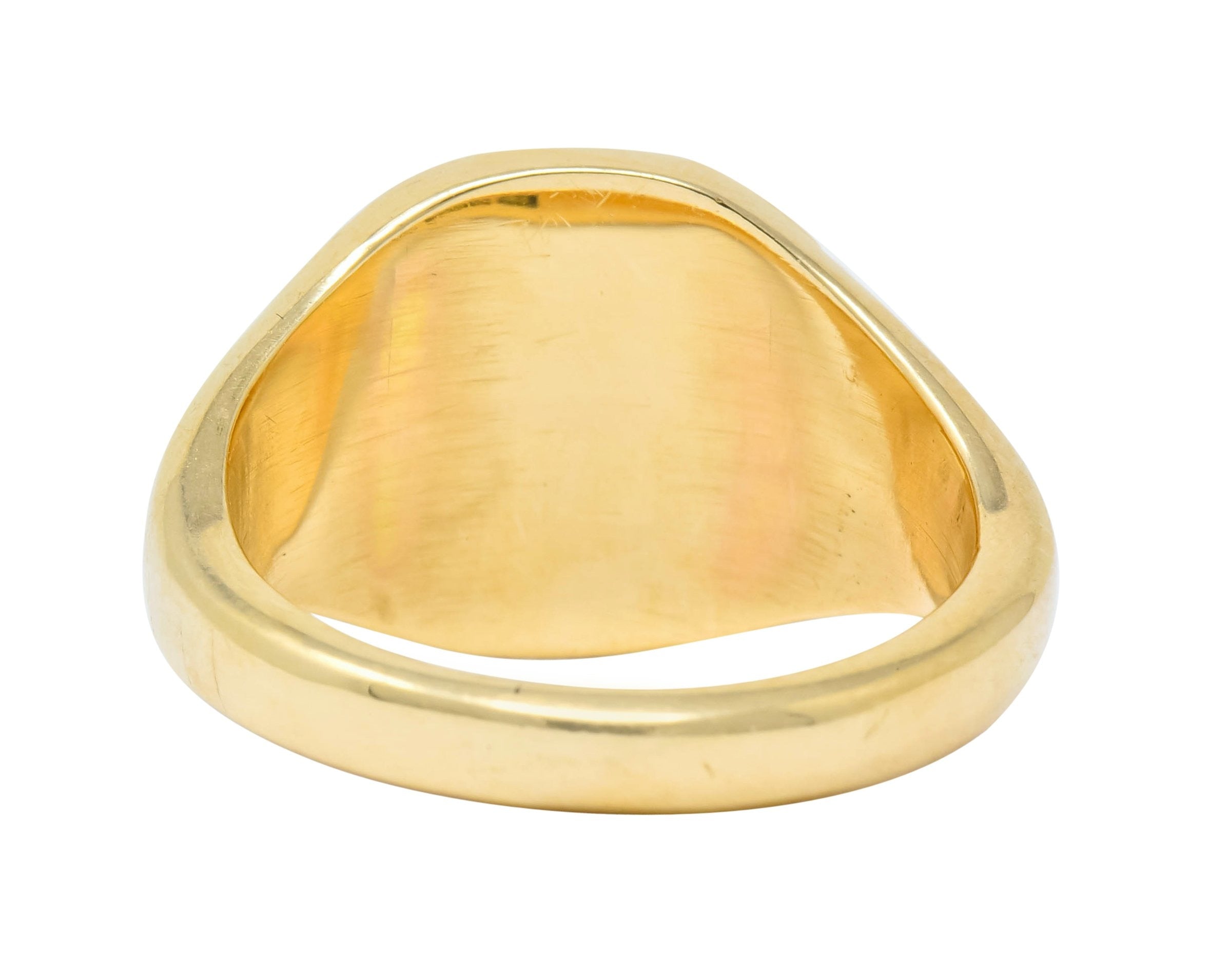Vintage 9 Karat Yellow Gold British Signet Unisex Monogram Ring - Wilson's Estate Jewelry