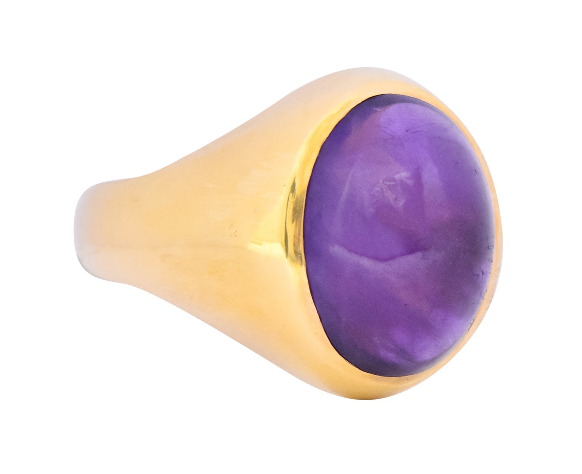 Vintage Amethyst 14 Karat Yellow Gold Cabochon Unisex Ring - Wilson's Estate Jewelry