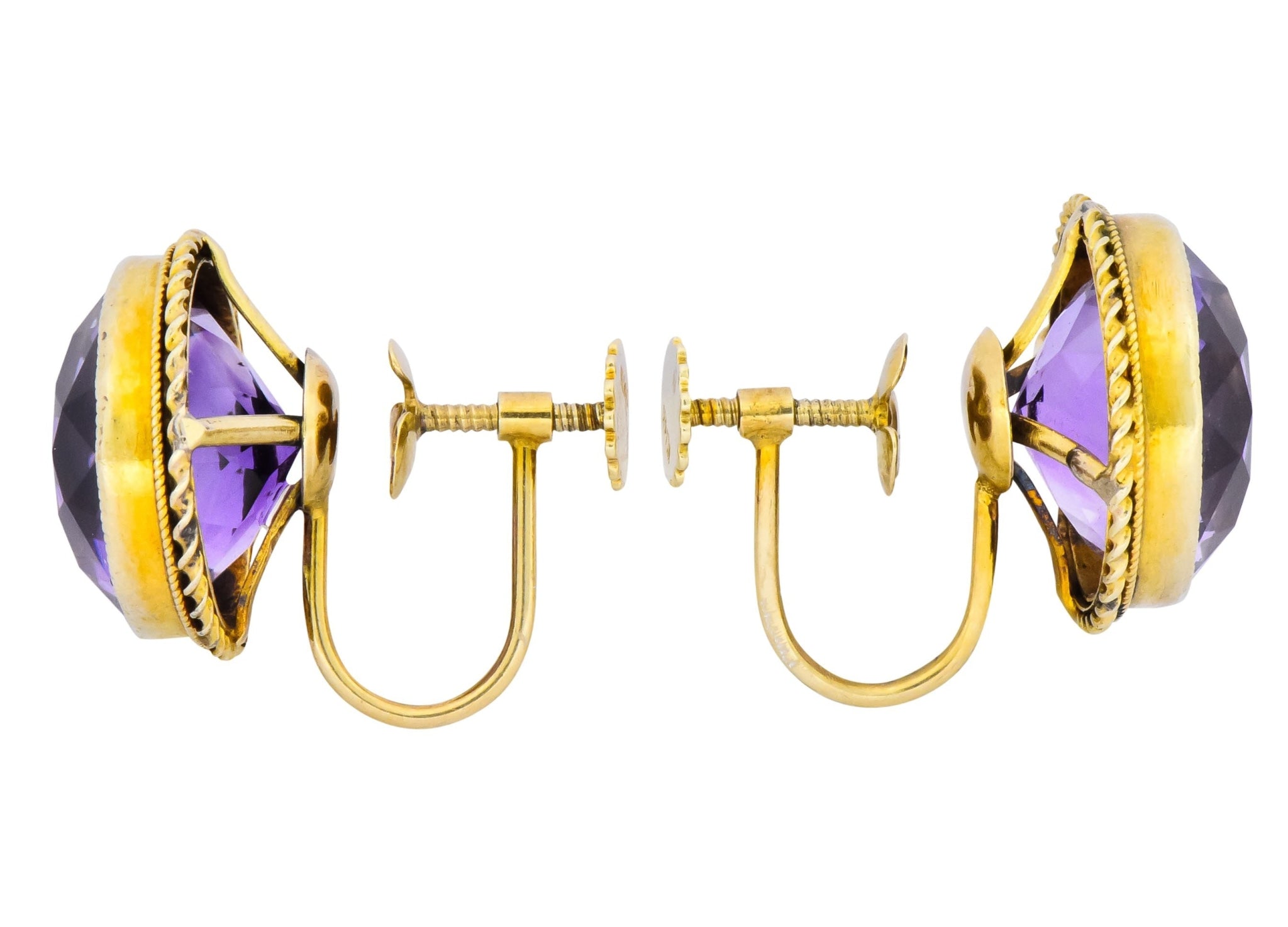 Walter Lampl 13.00 CTW Amethyst 14 Karat Gold Earrings - Wilson's Estate Jewelry