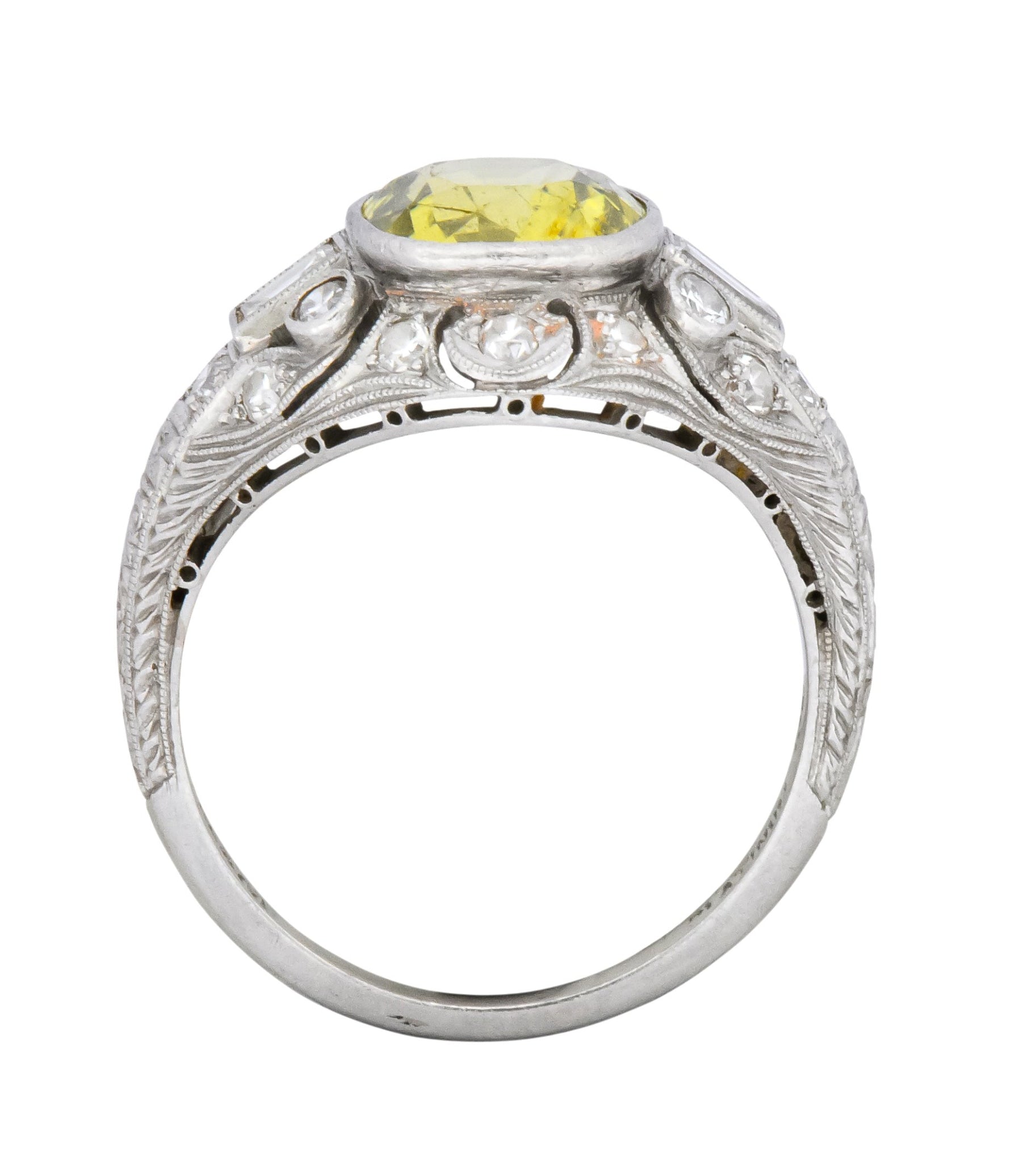 Walton & Co. Belle Epoque 3.70 CTW Chrysoberyl Diamond Platinum Dinner Ring - Wilson's Estate Jewelry