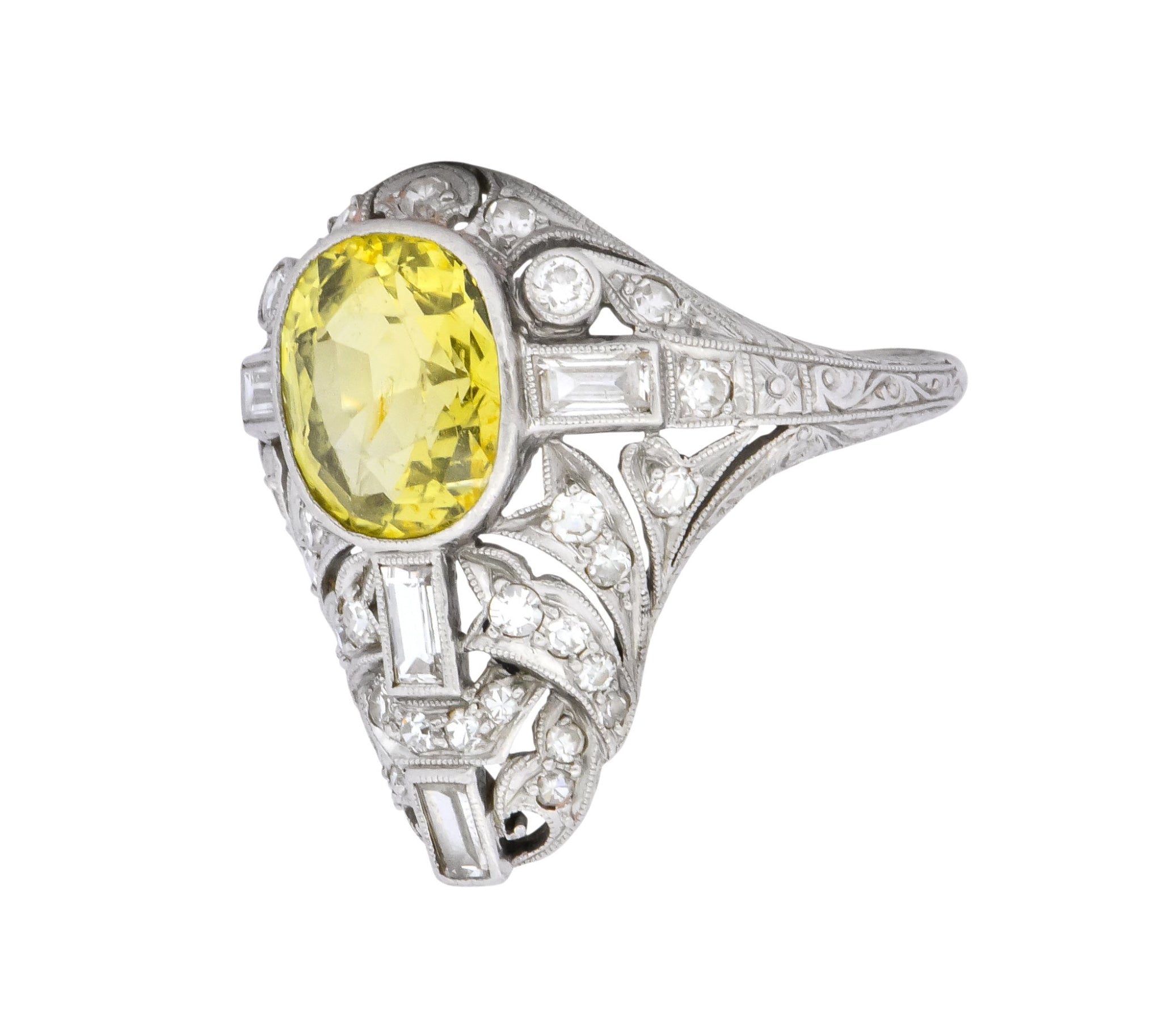 Walton & Co. Belle Epoque 3.70 CTW Chrysoberyl Diamond Platinum Dinner Ring - Wilson's Estate Jewelry