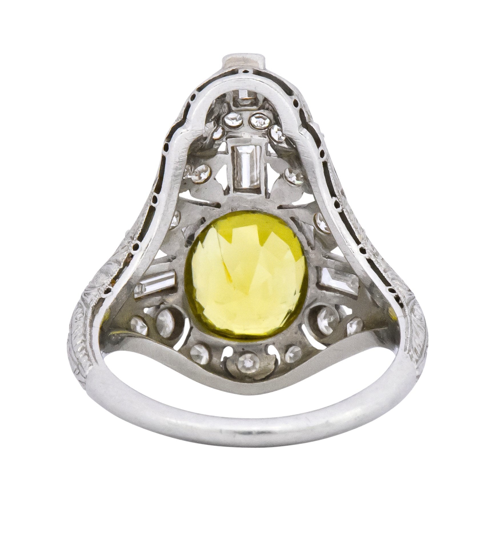 Walton & Co. Belle Epoque 3.70 CTW Chrysoberyl Diamond Platinum Dinner Ring - Wilson's Estate Jewelry