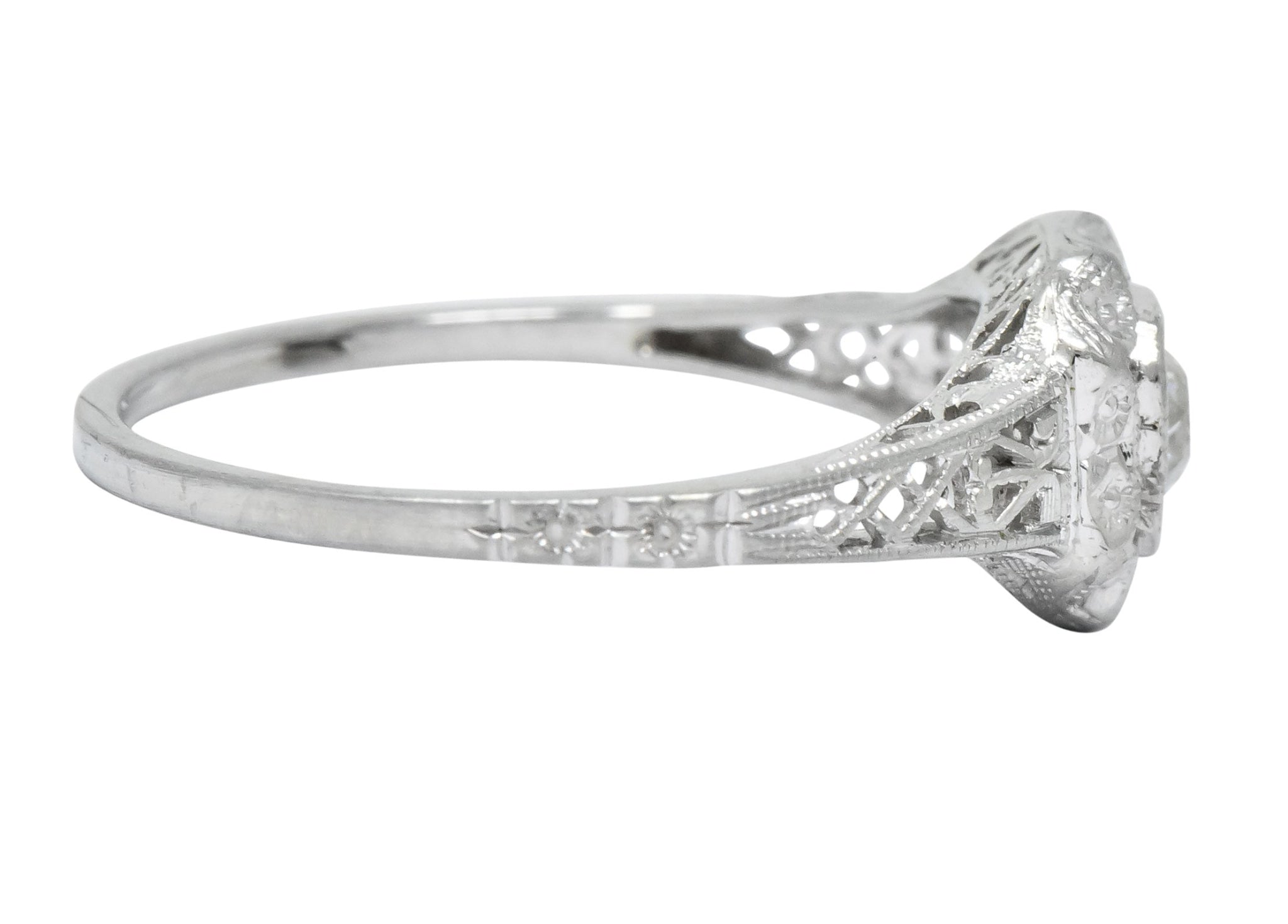 Whiterose Edwardian 0.23 CTW Diamond 18 Karat White Gold Solitaire Engagement Ring - Wilson's Estate Jewelry