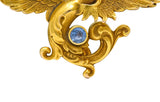Whiteside and Blank Art Nouveau 14 Karat Gold Sapphire Dragon Watch Pin Brooch - Wilson's Estate Jewelry