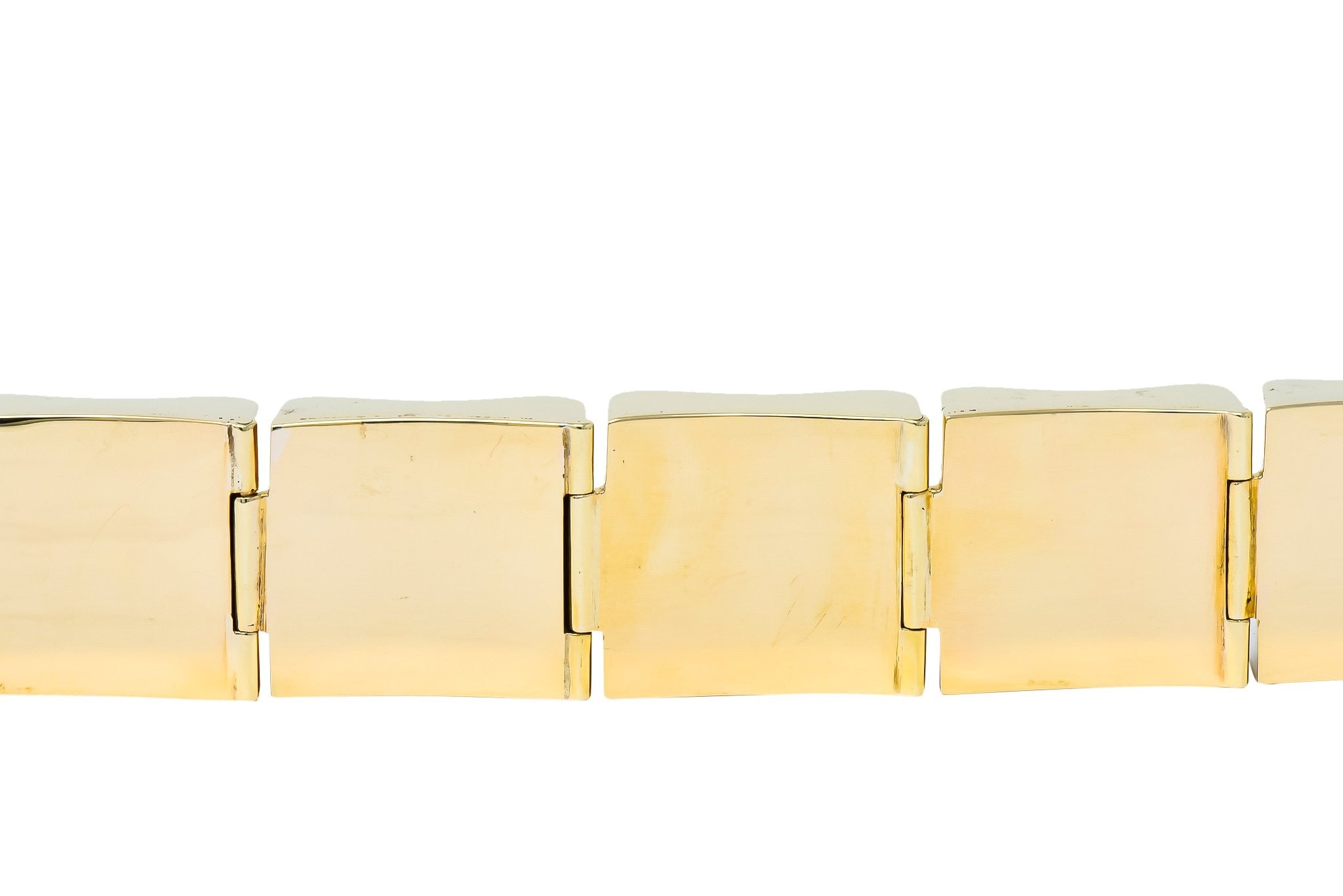 Wide Vintage 14 Karat Gold Polished Link Bracelet - Wilson's Estate Jewelry