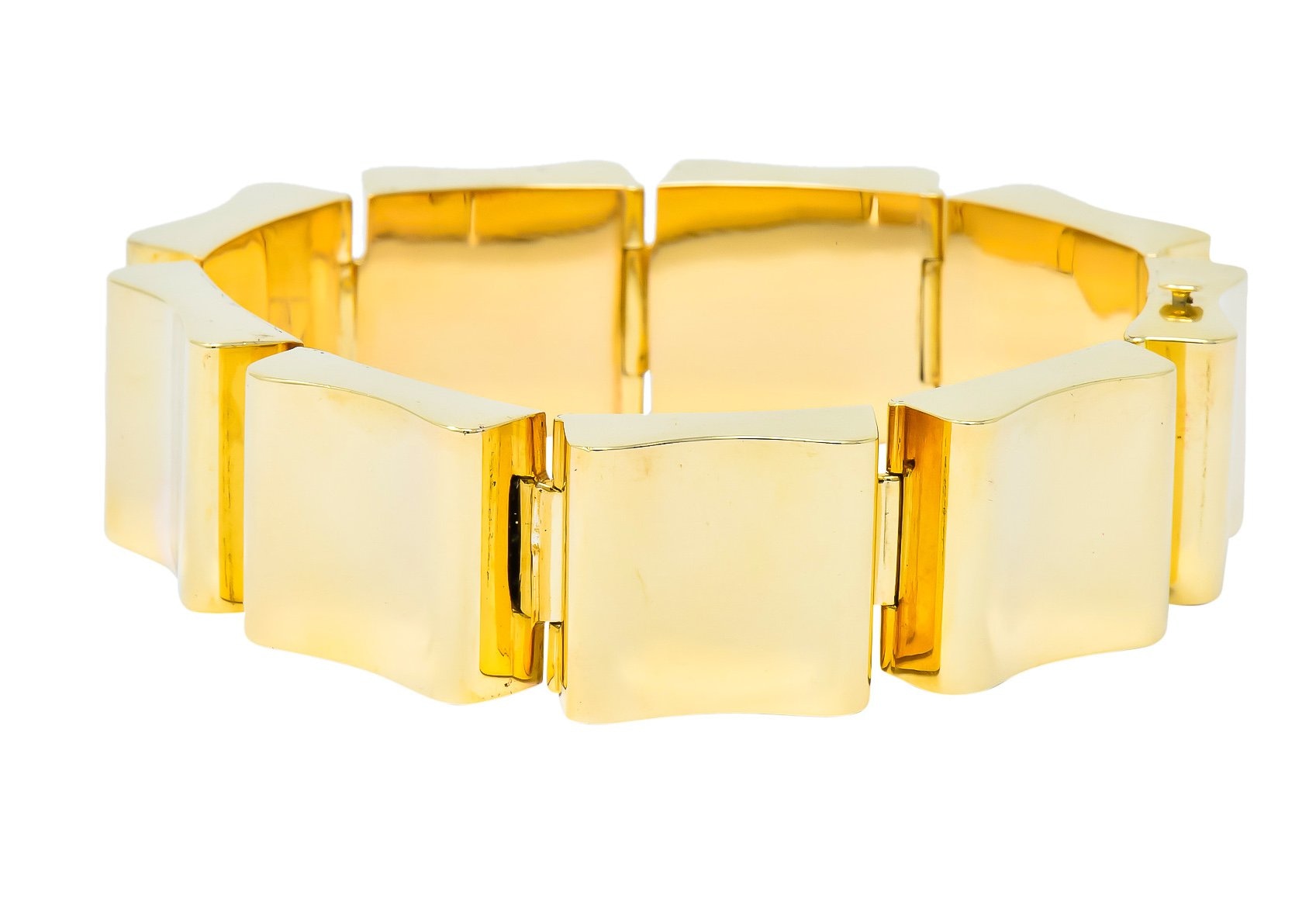 Wide Vintage 14 Karat Gold Polished Link Bracelet - Wilson's Estate Jewelry