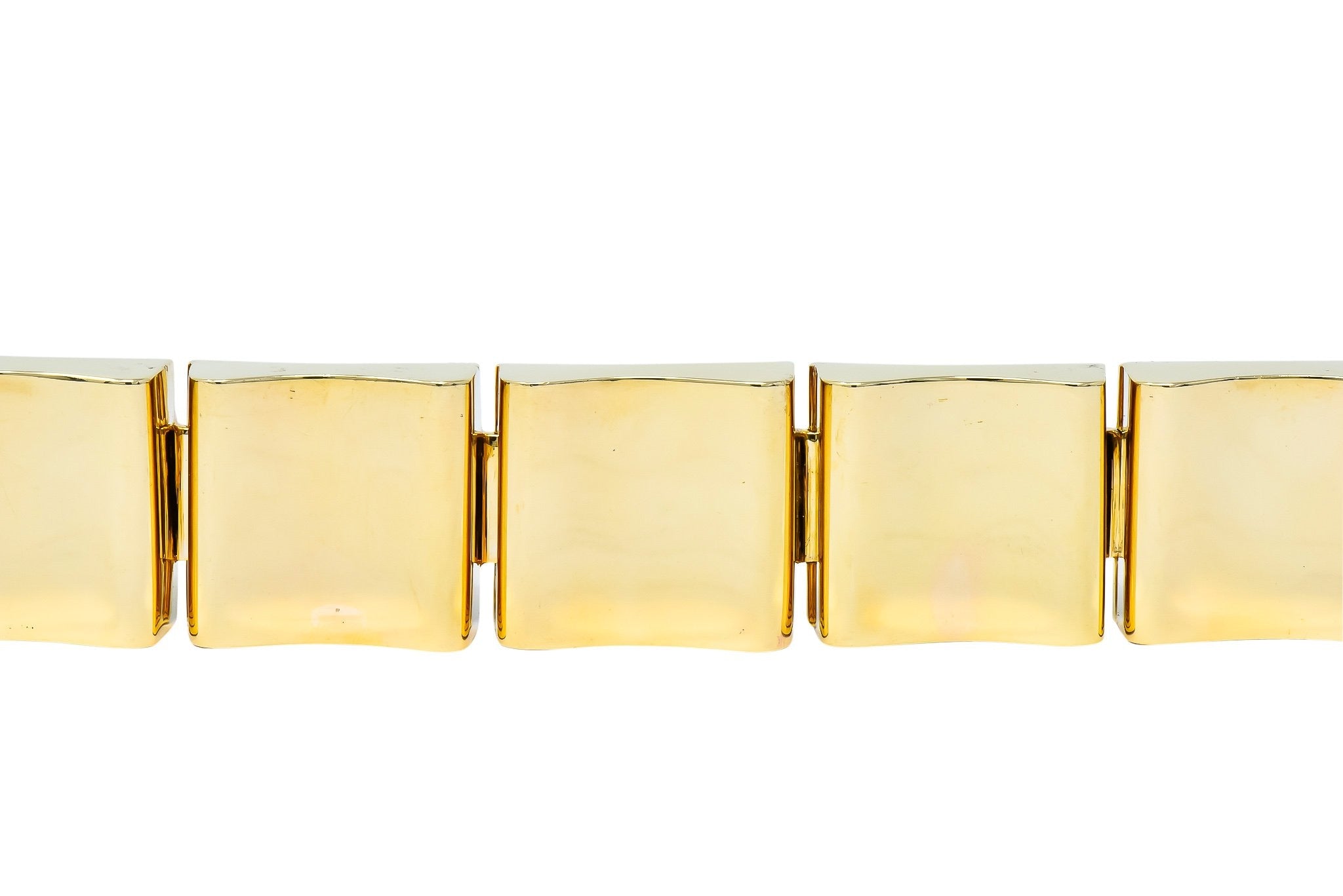 Wide Vintage 14 Karat Gold Polished Link Bracelet - Wilson's Estate Jewelry
