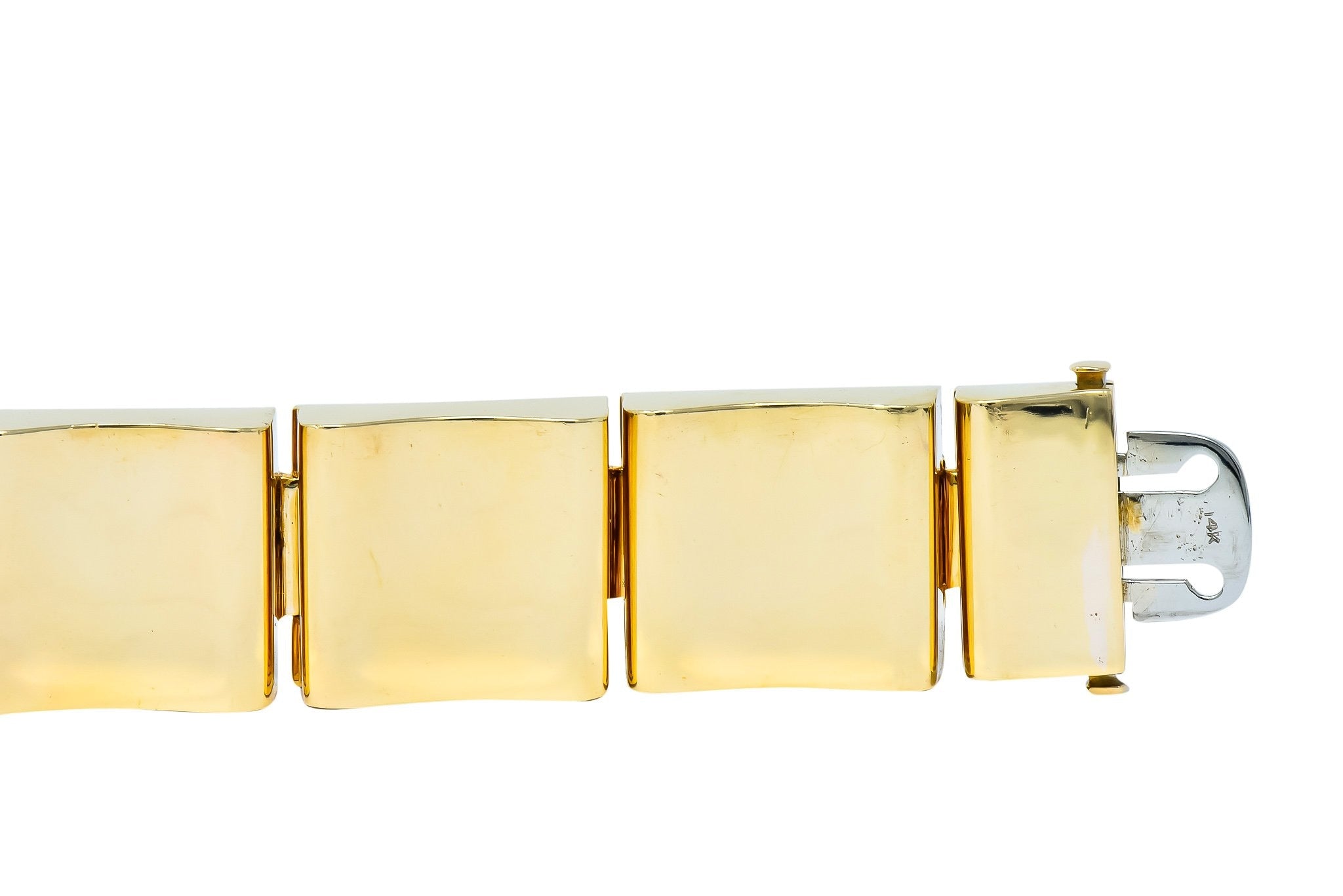 Wide Vintage 14 Karat Gold Polished Link Bracelet - Wilson's Estate Jewelry