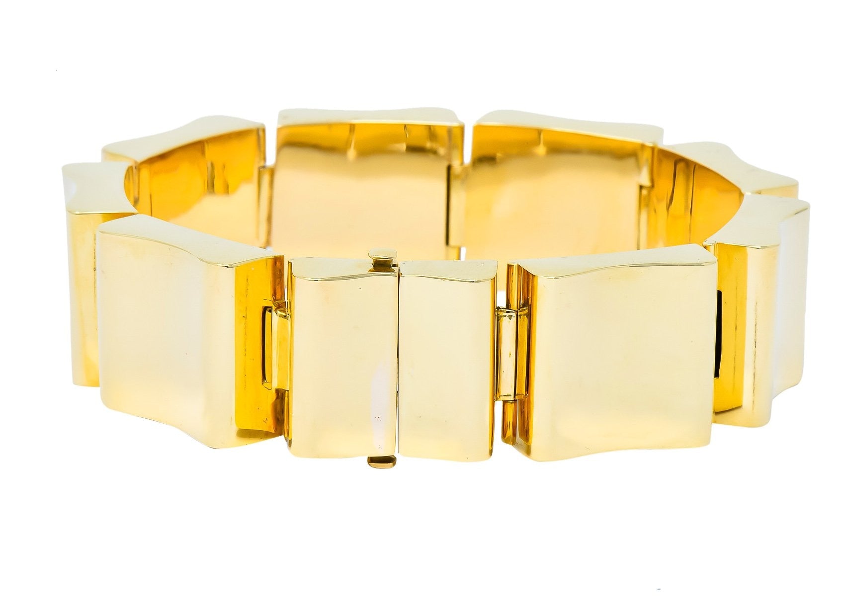 Wide Vintage 14 Karat Gold Polished Link Bracelet - Wilson's Estate Jewelry