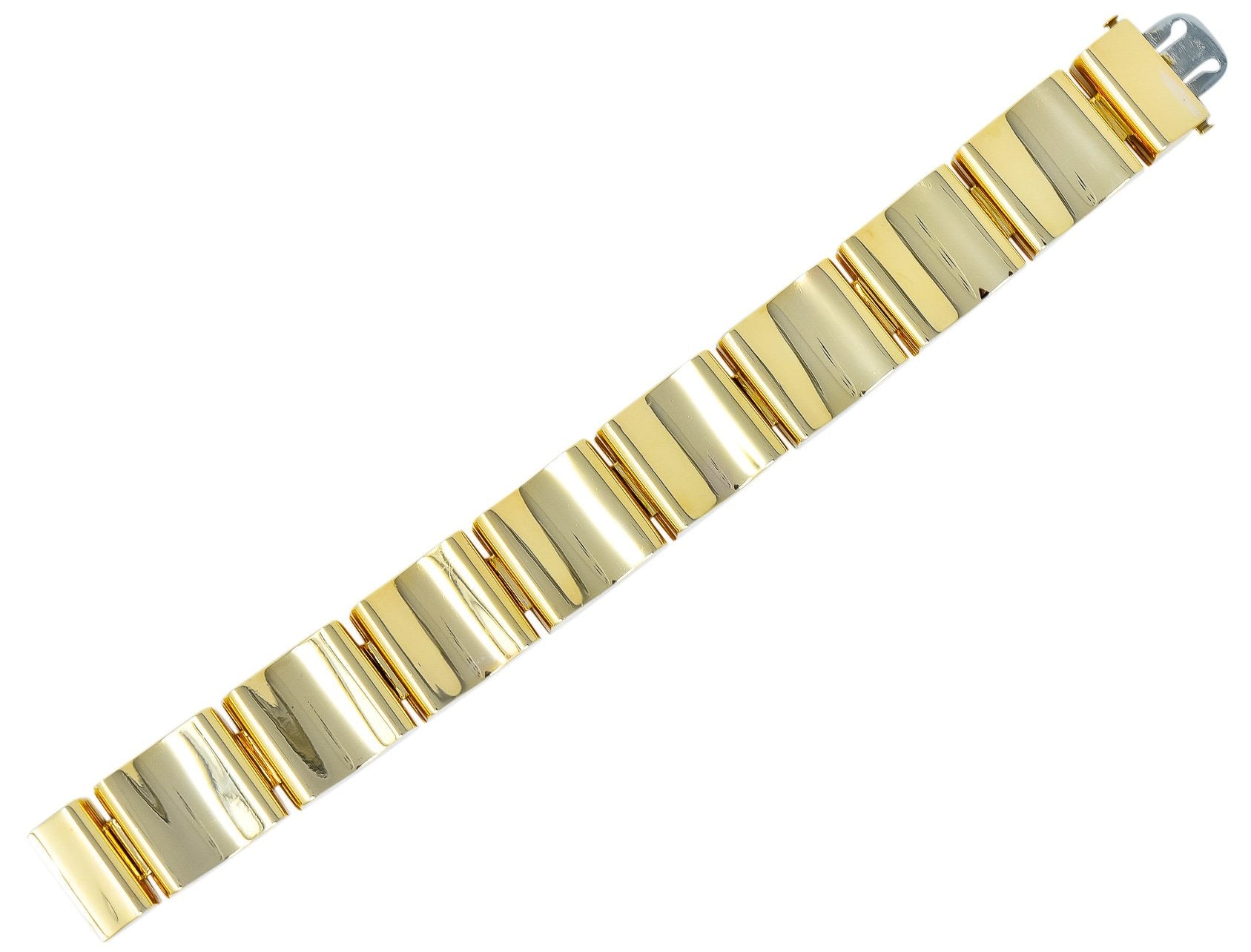 Wide Vintage 14 Karat Gold Polished Link Bracelet - Wilson's Estate Jewelry