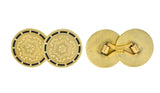 Wordley, Allsop & Bliss Enamel 14 Karat Gold Disk Men's Deco Cufflinks - Wilson's Estate Jewelry